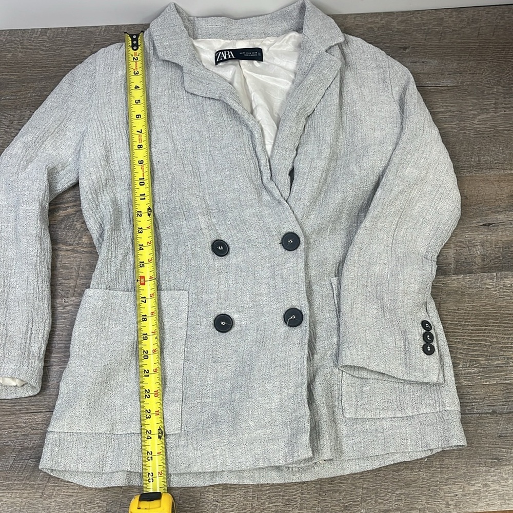 Zara Buttoned Linen Double Breasted Blazer Size Medium - Picture 7 of 13